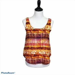 Pink Rose back zip round neck multi color sleeveless blouse